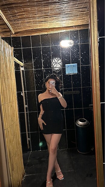 xs Beden siyah Renk Siyah Carmen Yaka Elbise