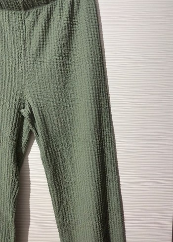 Kadın Yeşil Keten Bol Kesim Pantolon - Görsel 2