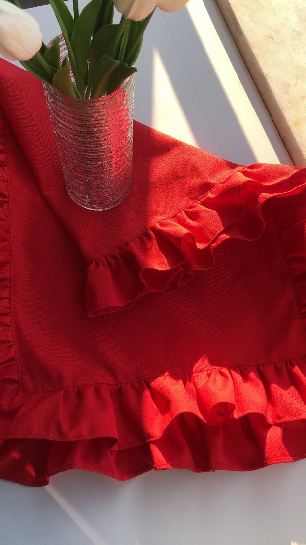 Kırmızı Etrafı Fırfırlı Runner - Görsel 4