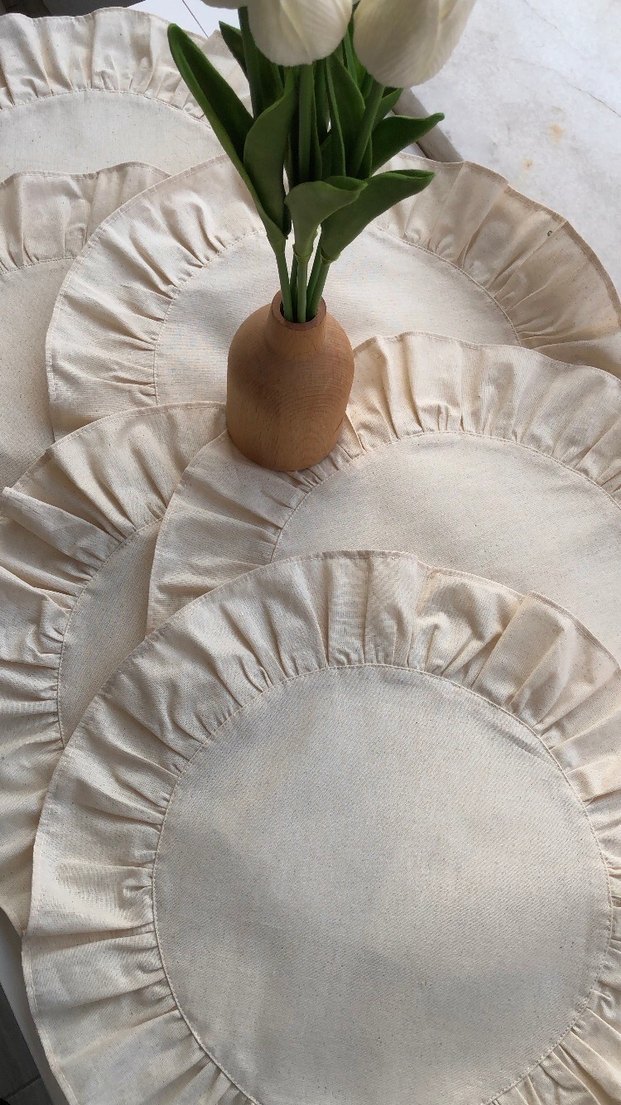 Keten Yuvarlak Fırfırlı Supla - Görsel 2