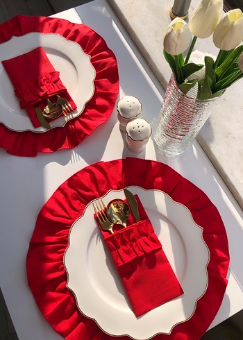 Kırmızı Renkli Çatal Kaşık Bıçak Kılıfı - Görsel 3