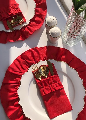 Kırmızı Renkli Çatal Kaşık Bıçak Kılıfı - Görsel 2