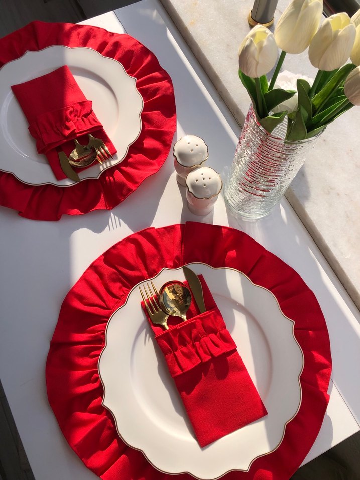 Kırmızı Renkli Çatal Kaşık Bıçak Kılıfı - Görsel 3