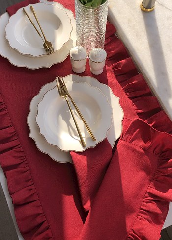 Bordo Fırfırlı Runner - Görsel 2