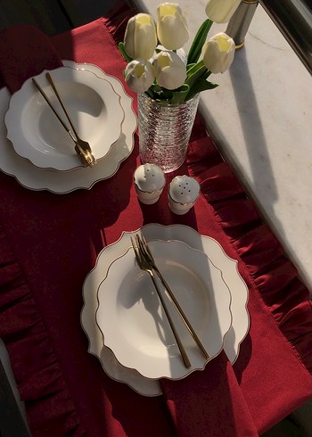 Bordo Fırfırlı Runner - Görsel 4