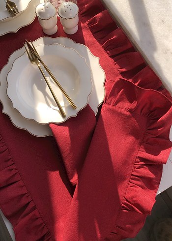 Bordo Fırfırlı Runner - Görsel 3