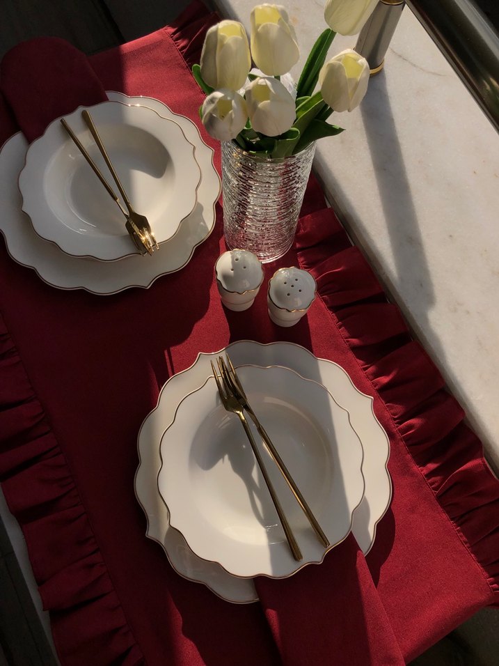 Bordo Fırfırlı Runner - Görsel 4