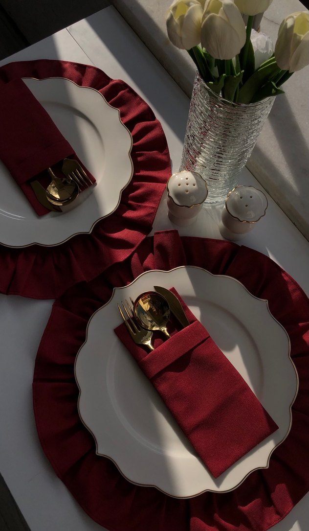 Bordo Çatal Kaşık Bıçak Kılıfı - Görsel 2