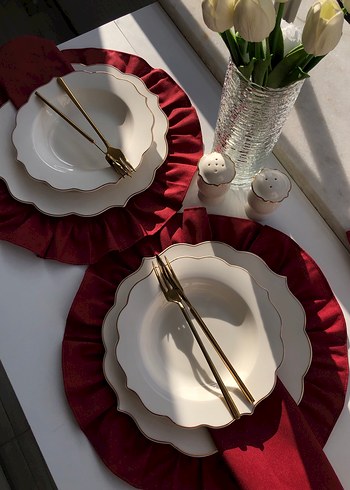 Bordo Yuvarlak Fırfırlı Supla - Görsel 2