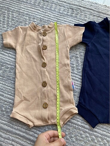 9-12 Ay Beden camel Renk Bebek tulum 2li