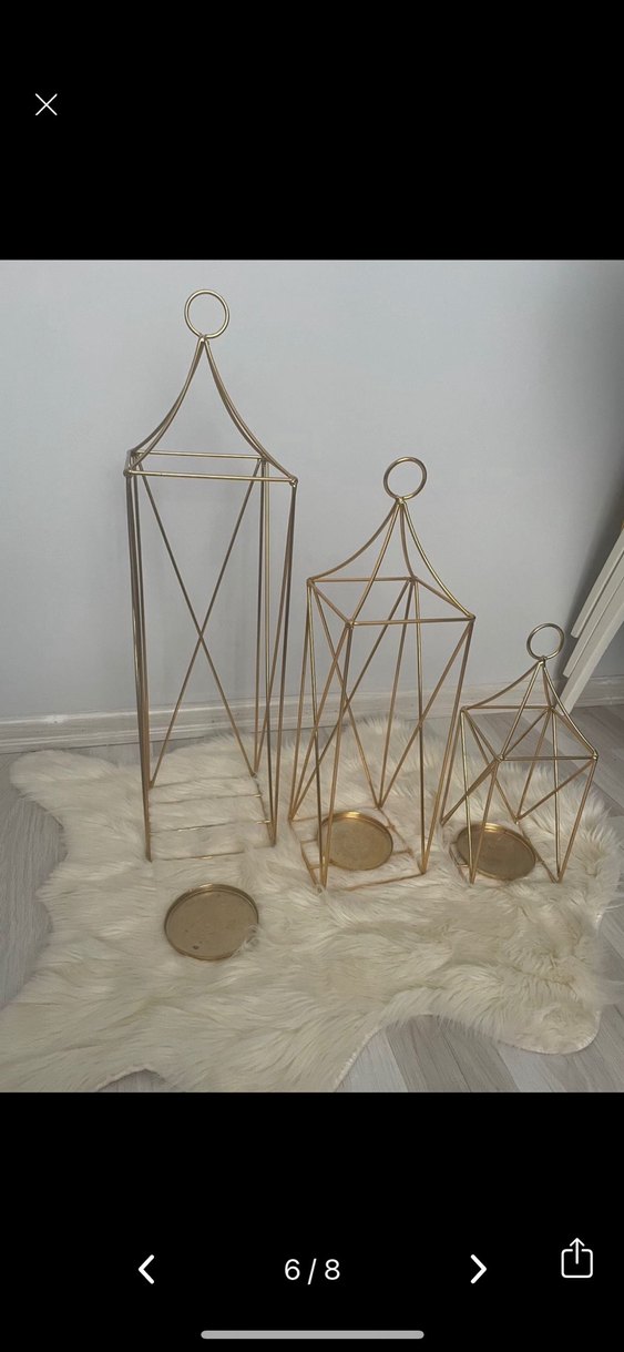 Altın Renk Metal Mumluk Seti - Görsel 3