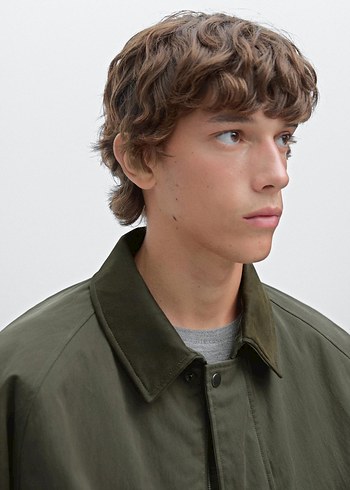 Yakası deri ceket - Görsel 4