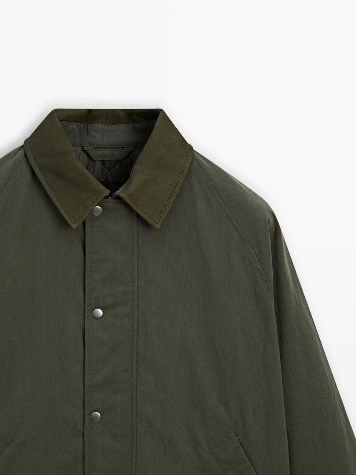 Yakası deri ceket - Görsel 5