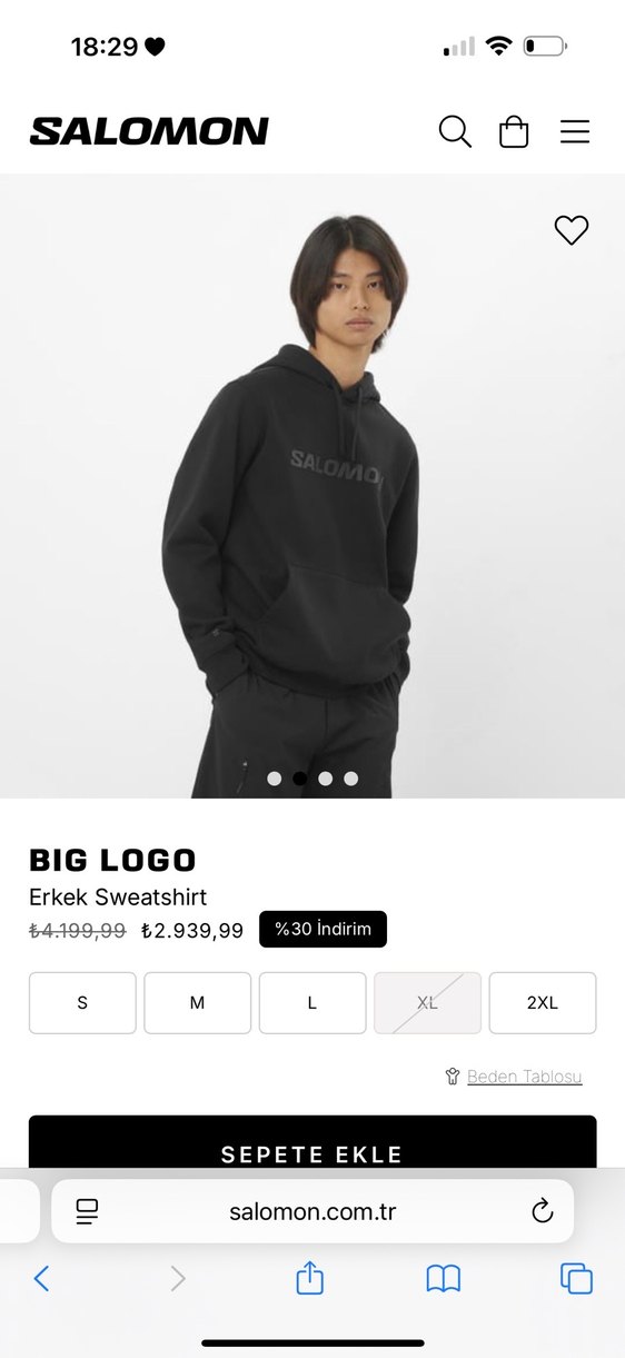 Salomon Siyah Kapüşonlu Erkek oversize Sweatshirt - Görsel 2