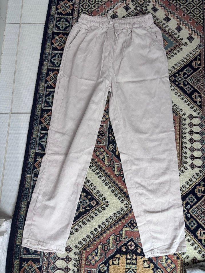 Kadın Gri Pamuklu Salaş Kumaş Pantolon - Görsel 2