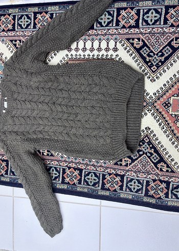 Bohem Gri Örgü Kadın Kazak - Görsel 2