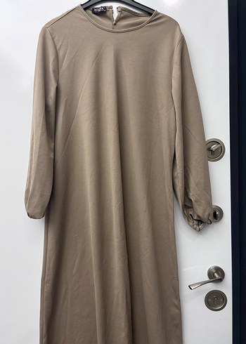 Bej Kadın Uzun Kollu Salaş Elbise - Görsel 2