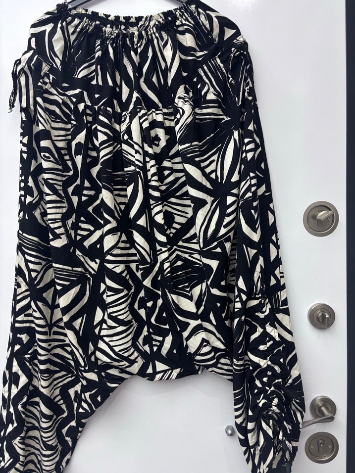 Bohem Zebra Desenli Uzun şalvar pantolon - Görsel 2