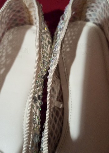 Beyaz İşlemeli Boncuklu  Babet.cok az kullanıldı.saglam.temiz - Görsel 3