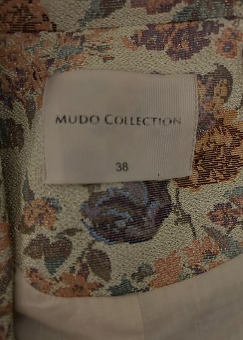 38 Beden çeşitli Renk Mudo Bej Çiçek Desenli Midi Kadın Blazer, 38