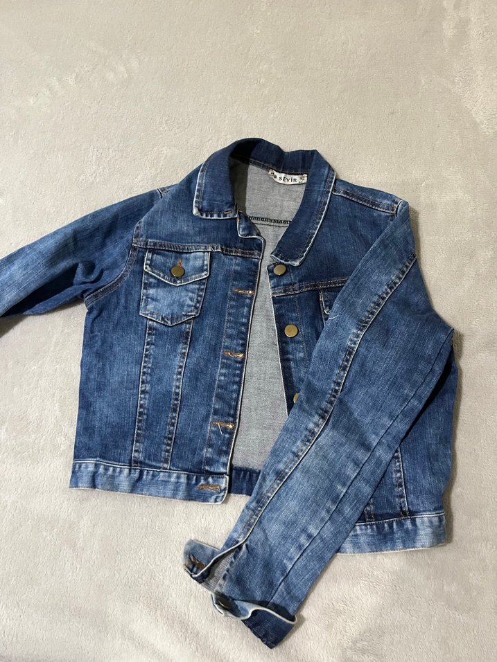 Düğmeli Mavi Kadın Kot Ceket - Görsel 2