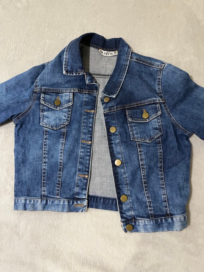 Düğmeli Mavi Kadın Kot Ceket - Görsel 3