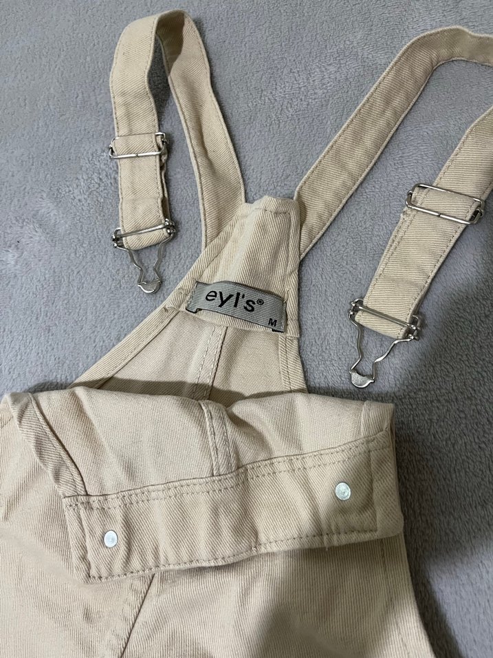 Bej Keten Kadın Kolsuz Midi Tulum - Görsel 3