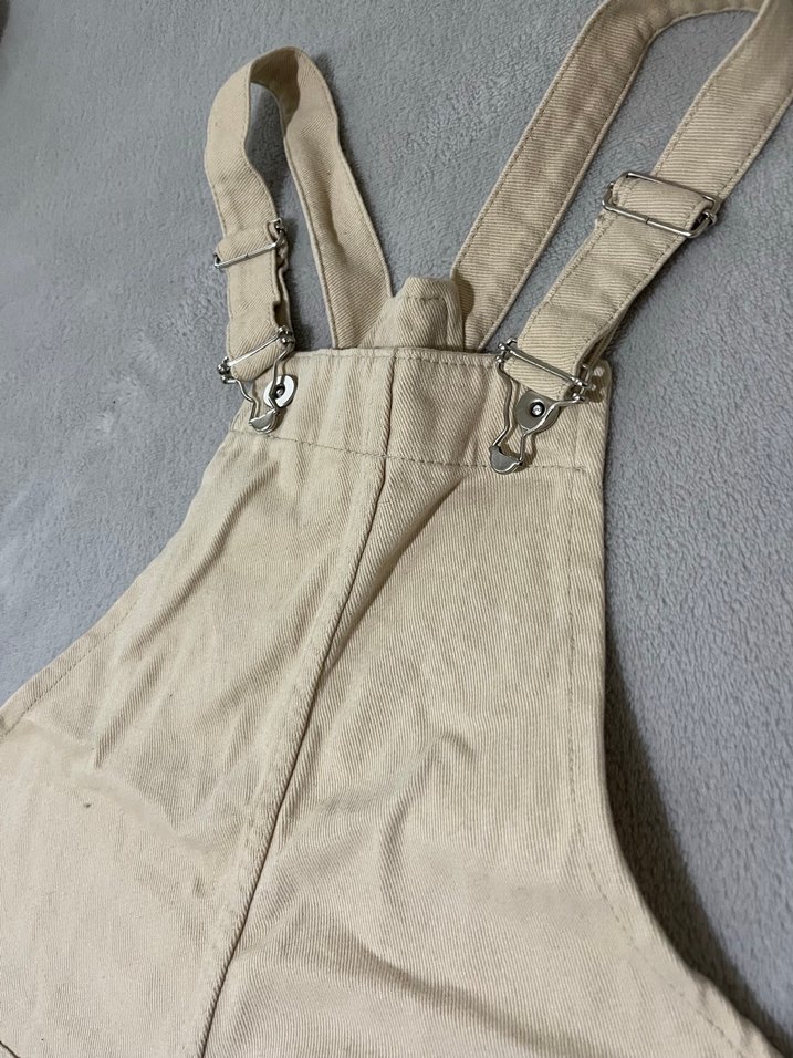 Bej Keten Kadın Kolsuz Midi Tulum - Görsel 2