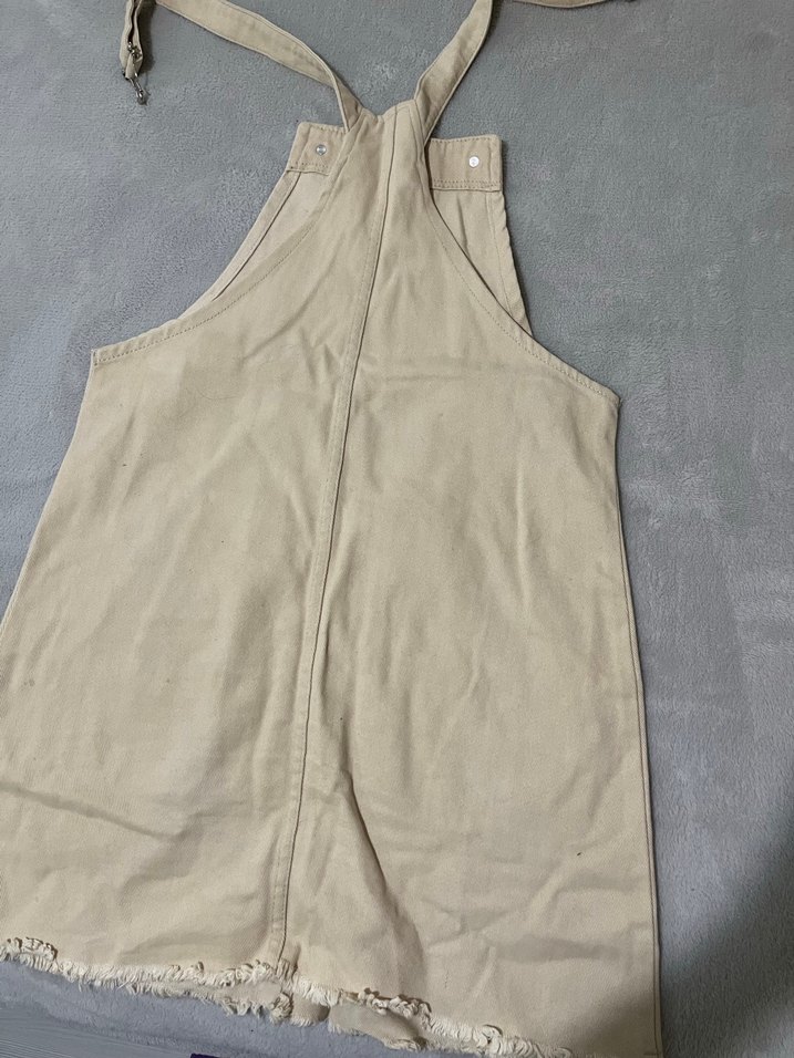 Bej Keten Kadın Kolsuz Midi Tulum - Görsel 4