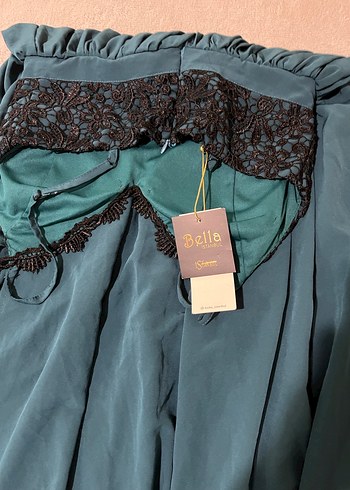 Straplez Turkuaz Uzun Abiye Elbise - Görsel 3