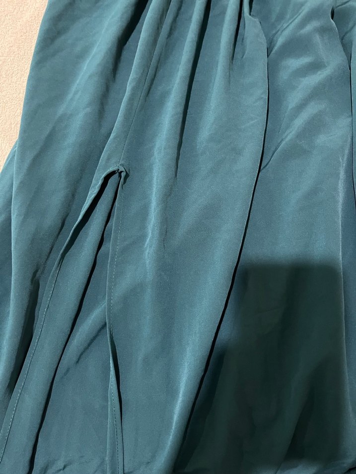 Straplez Turkuaz Uzun Abiye Elbise - Görsel 4