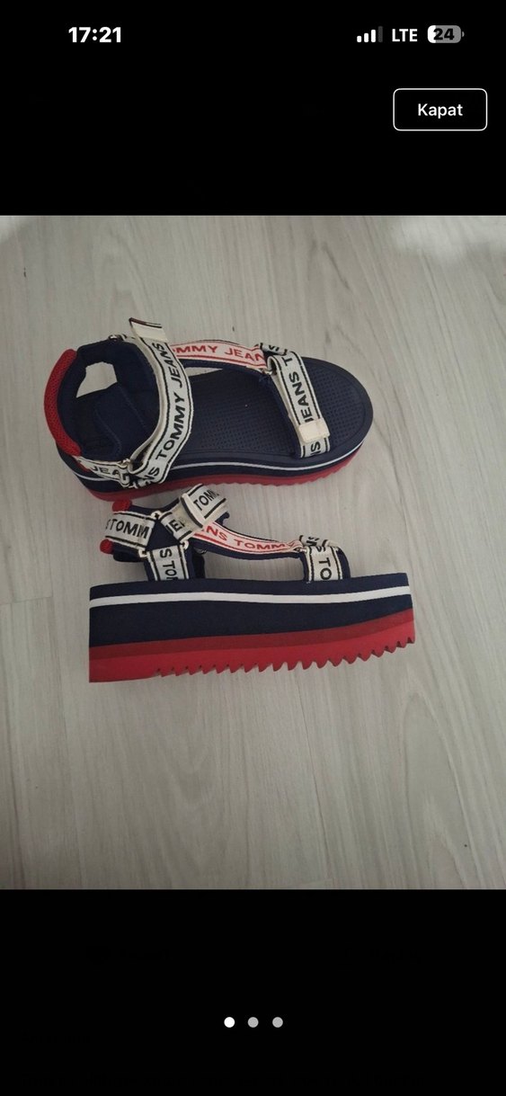 Tommy Jeans Erkek Mavi Gri Cırt Cırtlı Sandalet - Görsel 2