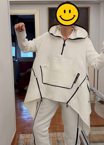 VIA DELLE PERLE Siyah Detayli Oversize Kapusonlu Spor Takim