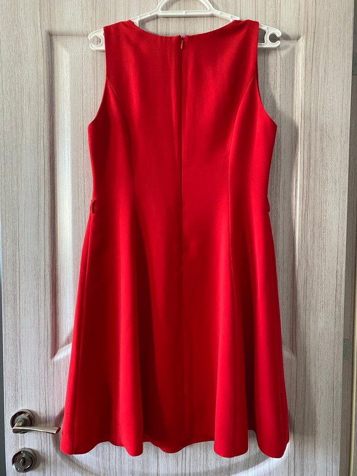 Kırmızı V Yaka  Abiye Elbise - Görsel 2