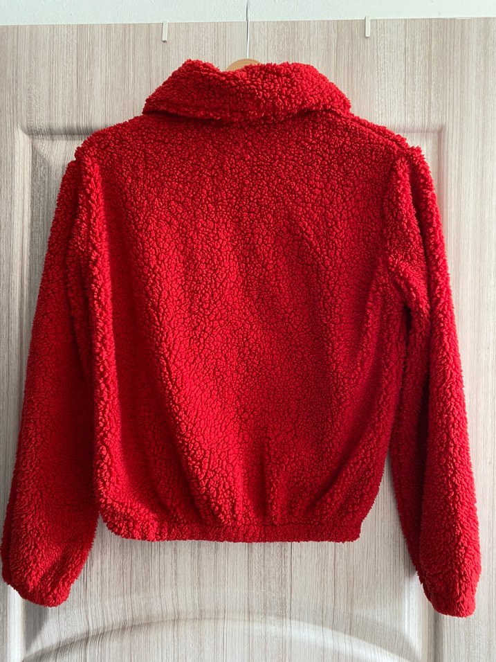 Kırmızı Kısa Kürklü Kadın Ceket - Görsel 2