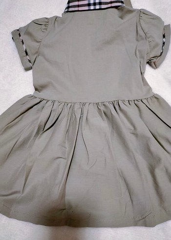 Kız Çocuk Bej Düğmeli Kısa Kollu Elbise - Görsel 3