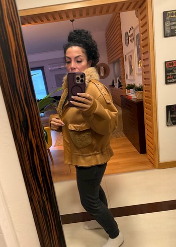 Kahverengi Kürklü Deri Kadın Ceket - Görsel 6