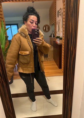 Kahverengi Kürklü Deri Kadın Ceket - Görsel 5