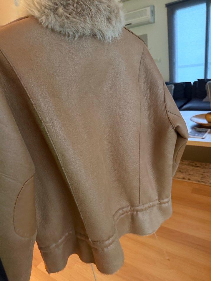 Kahverengi Kürklü Deri Kadın Ceket - Görsel 4