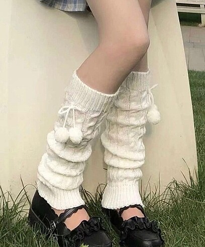 pom pom decor leg warmers