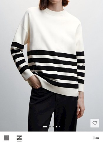 m Beden beyaz Renk Çizgili Oversize Kadın Sweatshirt