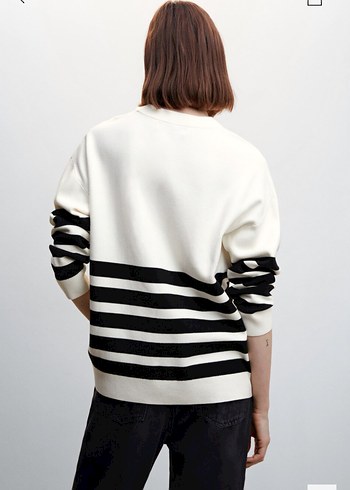 m Beden Çizgili Oversize Kadın Sweatshirt