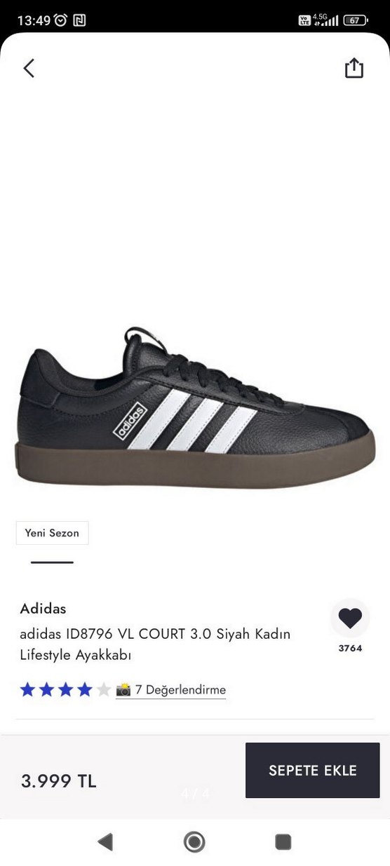 Adidas Siyah Beyaz  Spor Ayakkabı - Görsel 4