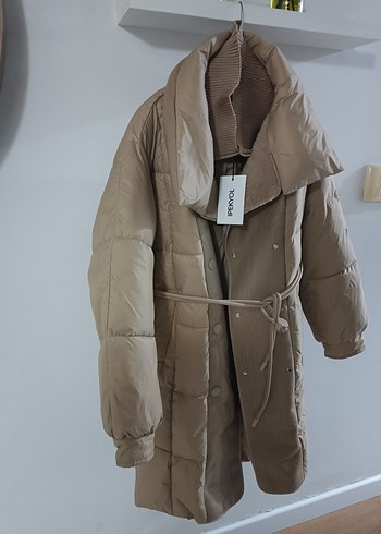 İpekyol Bej Uzun Kürklü Kadın Mont - Görsel 5