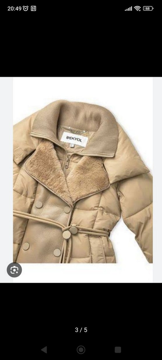 İpekyol Bej Uzun Kürklü Kadın Mont - Görsel 4