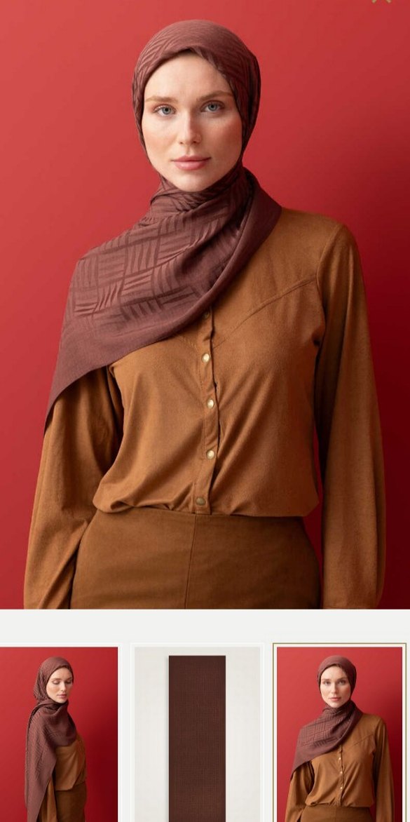 imonnoor acı Kahverengi Naia Kadın Şal - Görsel 2