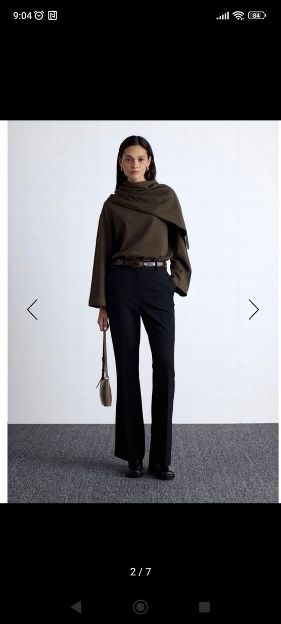 manuka şal detaylı kahverengi bluz - Görsel 2