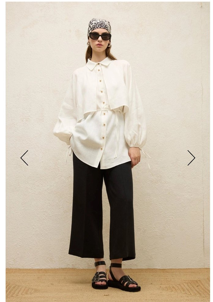 manuka keten trenç gömlek - Görsel 3