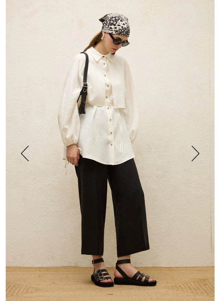 manuka keten trenç gömlek - Görsel 2