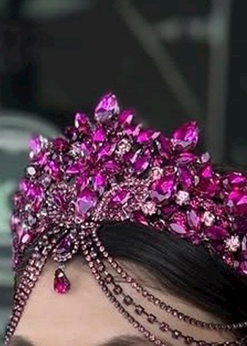 Pembe Fuşya Gelin Tacı /Pembe /Kına tacı - Görsel 4